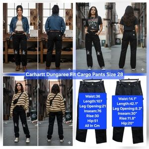 Carhartt Black High-Rise Dungaree Fit Cargo Pants Size 27-28